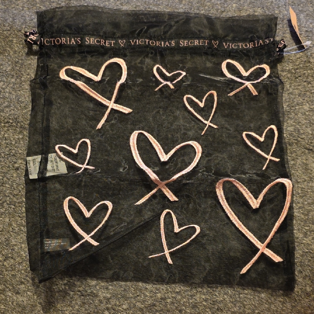 Victoria's Secret Black Bag with Pink Heart Design